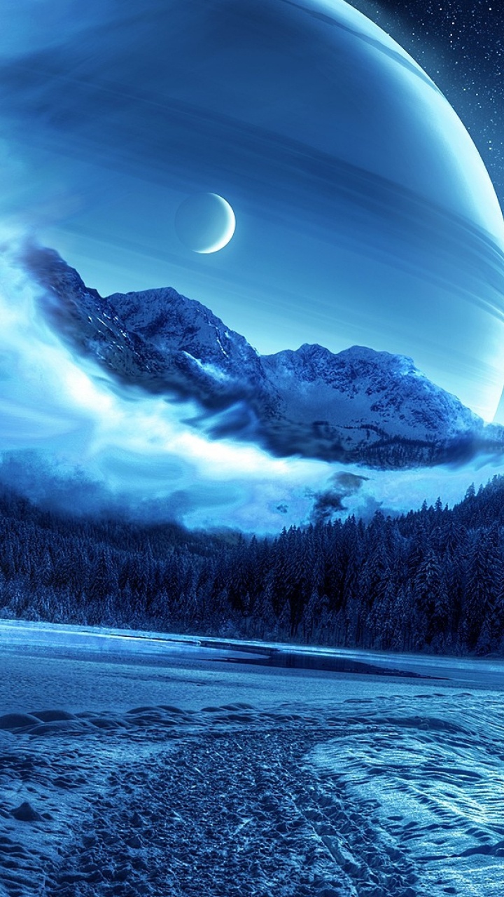 Обои зимняя ночь, зима, ночь, природа, атмосфера в разрешении 720x1280