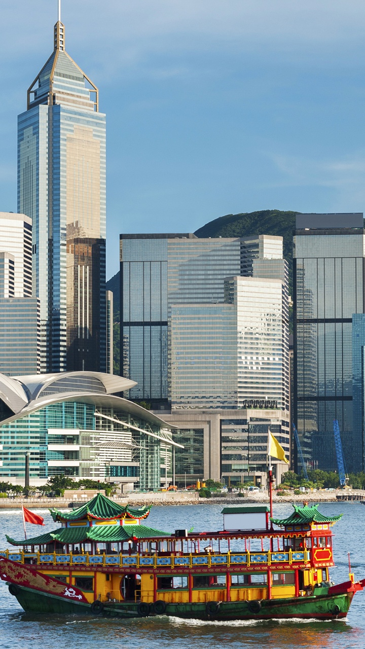 Обои Ван-Чай, перевозка воды, город, линия горизонта, городской пейзаж в разрешении 720x1280