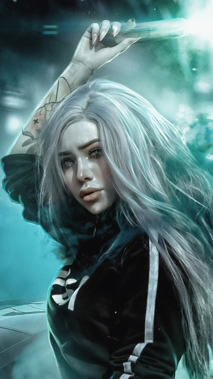 Обои Киберпанк, Киберпанк 2077, Научная фантастика, рисование, вымышленный персонаж в разрешении 720x1280