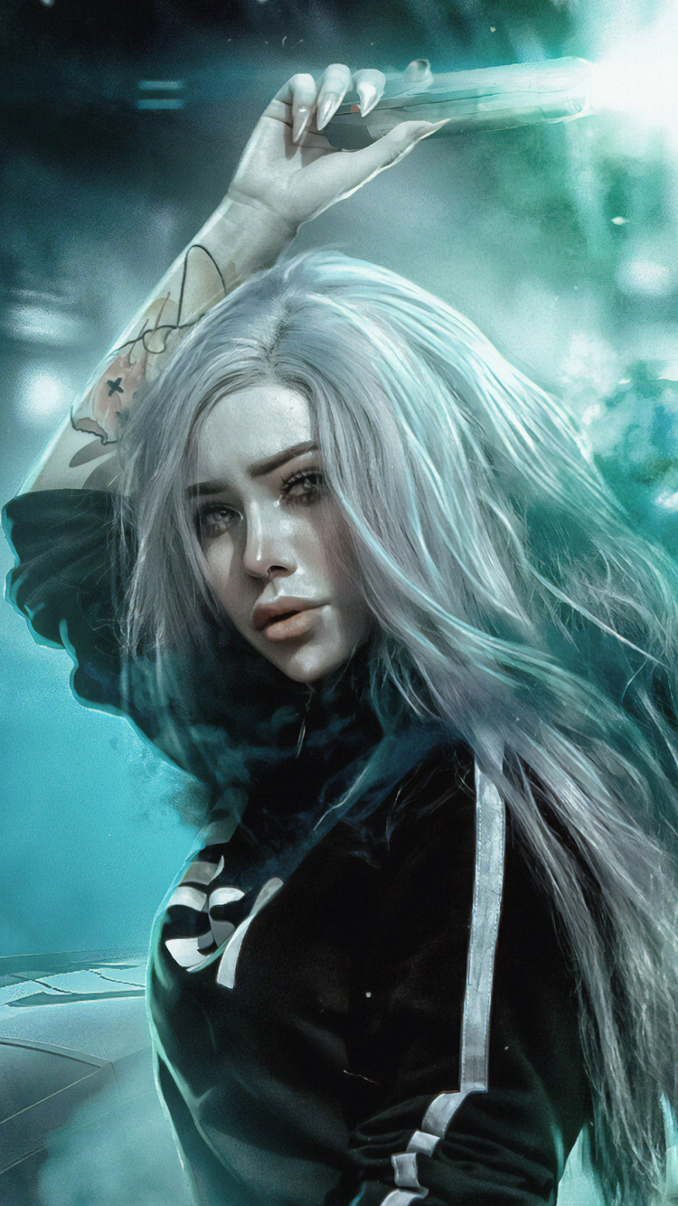 Обои Киберпанк, Киберпанк 2077, Научная фантастика, рисование, вымышленный персонаж в разрешении 750x1334