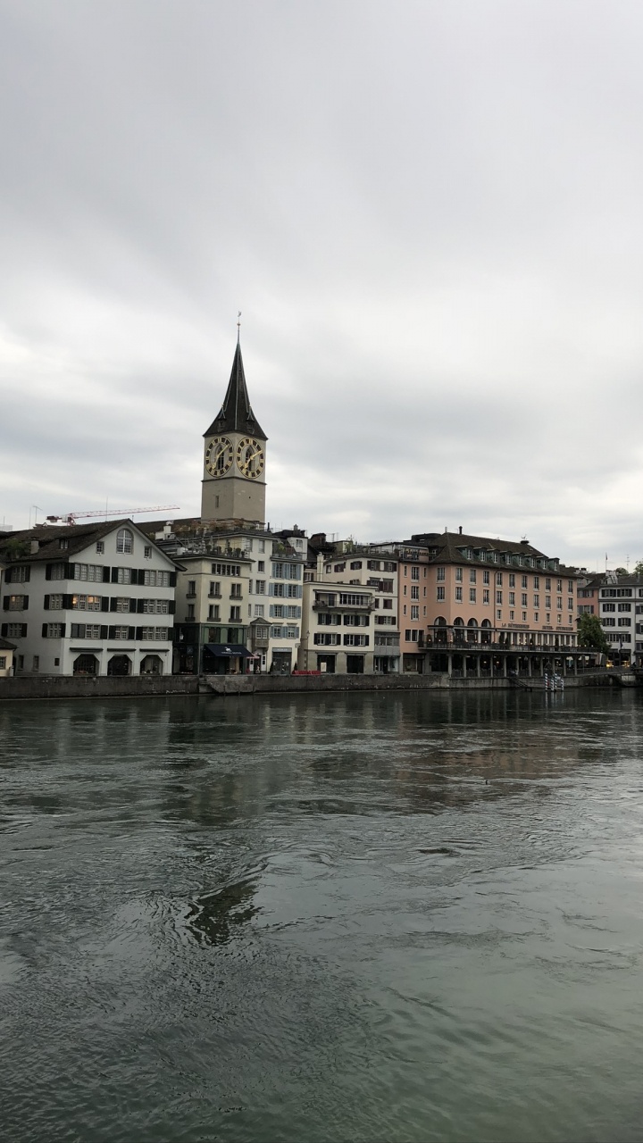 Обои Zrich, Церковь Fraumnster, Церковь Св Петра, Bahnhofstrasse, кофе в разрешении 720x1280