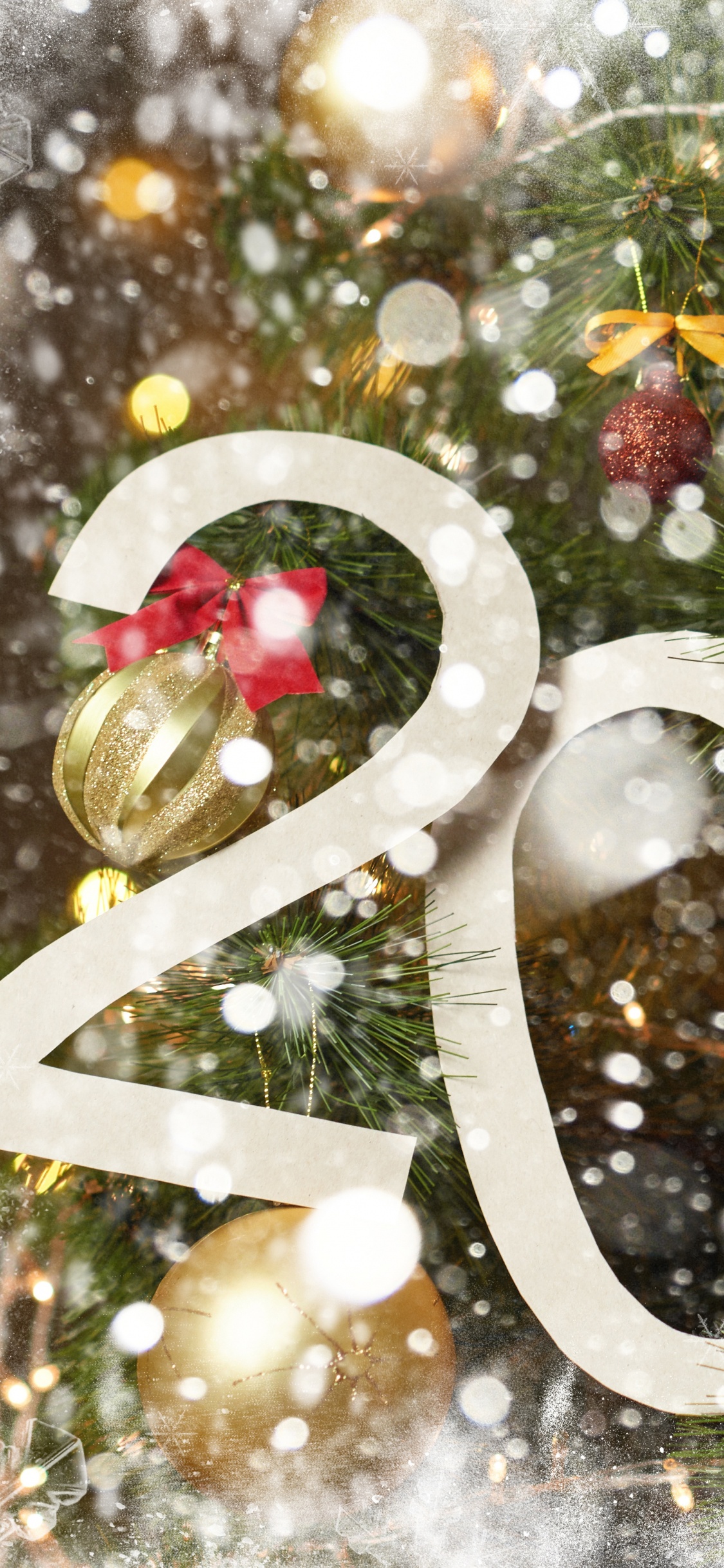 Обои Рождественский день, Новый год, рождественский орнамент, зима, Рождественские украшения в разрешении 1125x2436