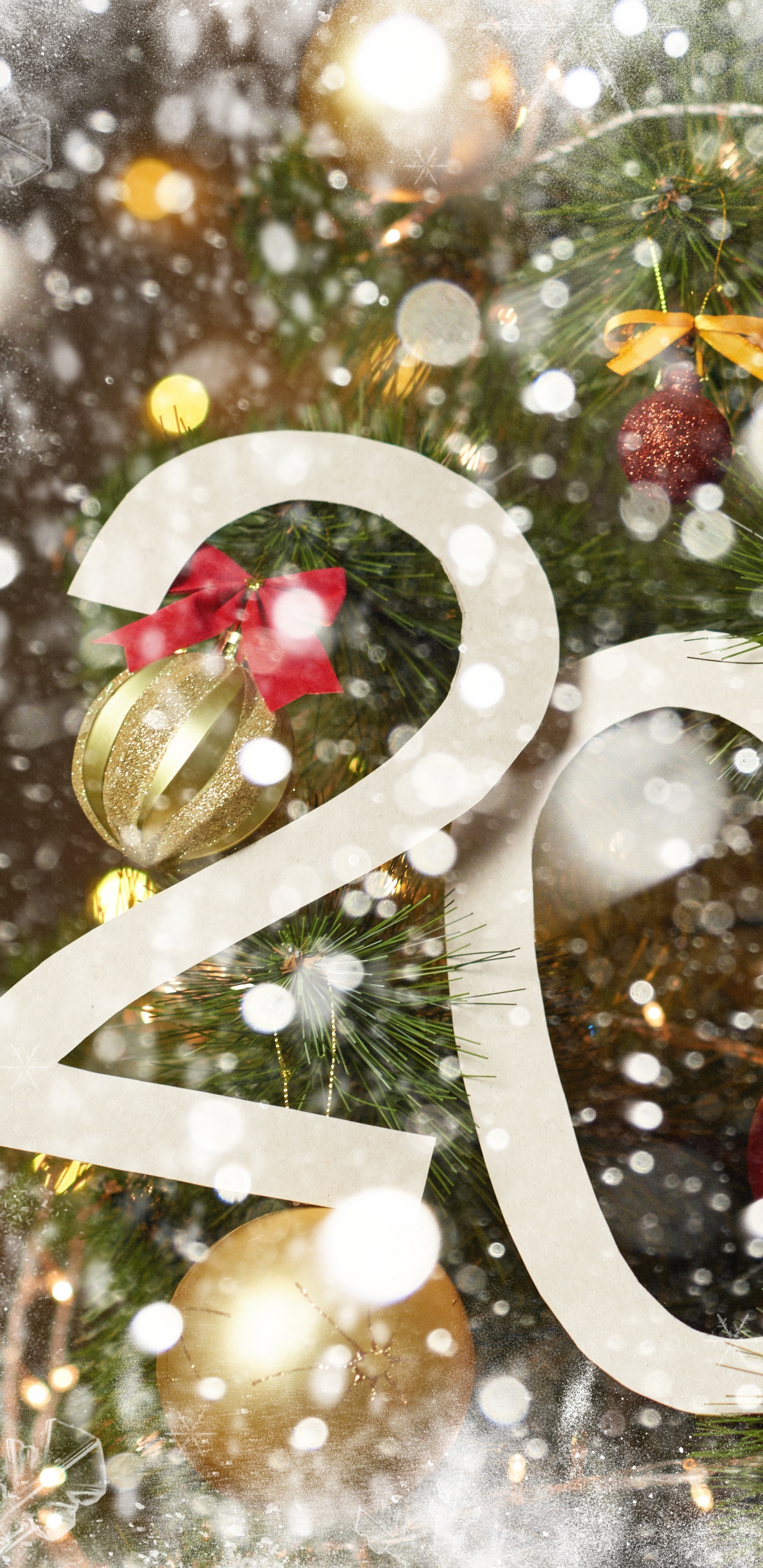 Обои Рождественский день, Новый год, рождественский орнамент, зима, Рождественские украшения в разрешении 1440x2960