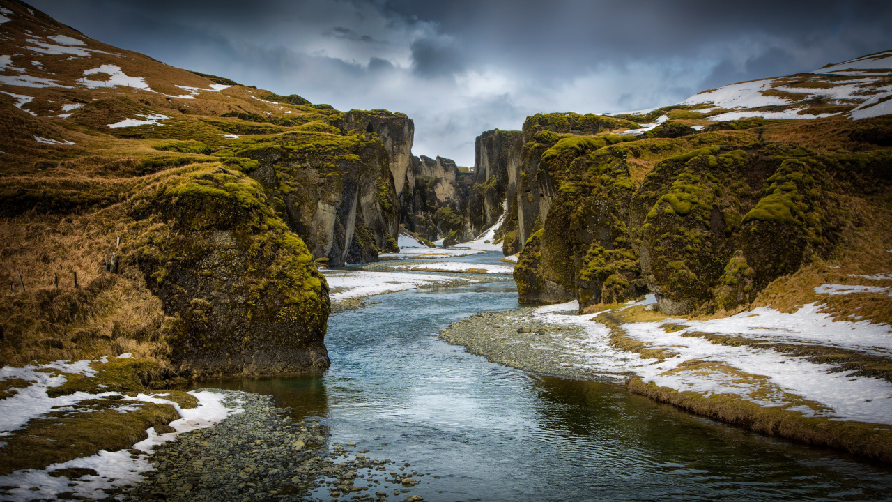 Обои отдаленные ущелья, облако, вода, гидроресурсы, гора в разрешении 1280x720
