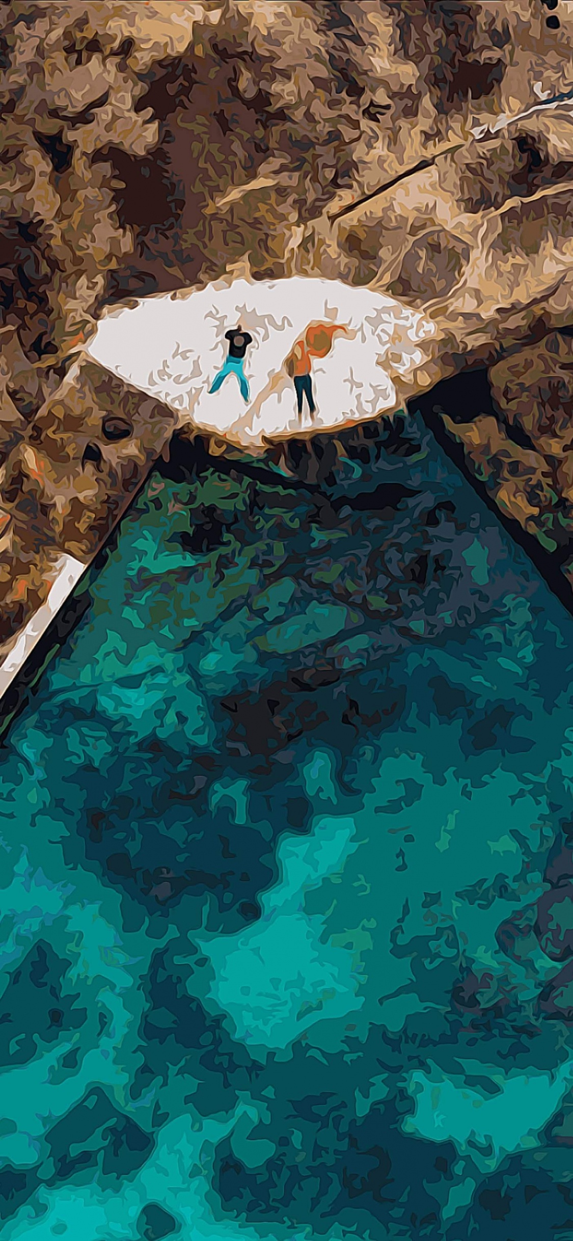 Обои Google, Google Pixel 4, море, Аква, чирок в разрешении 1125x2436