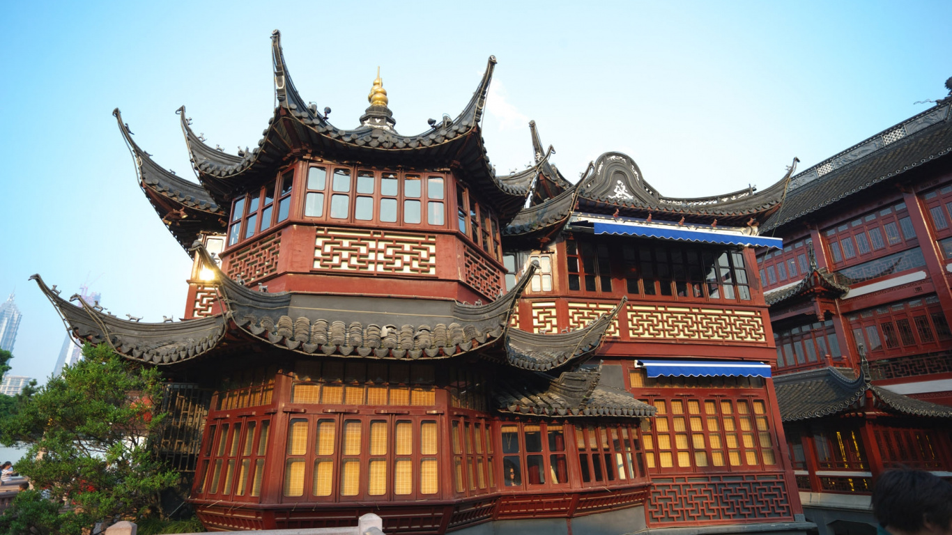 Обои китайская архитектура, японская архитектура, пагода, синтоистский храм, святыня в разрешении 1366x768