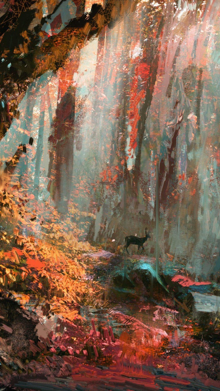 Обои лес, цифровое искусство, арт, артист, растение в разрешении 720x1280