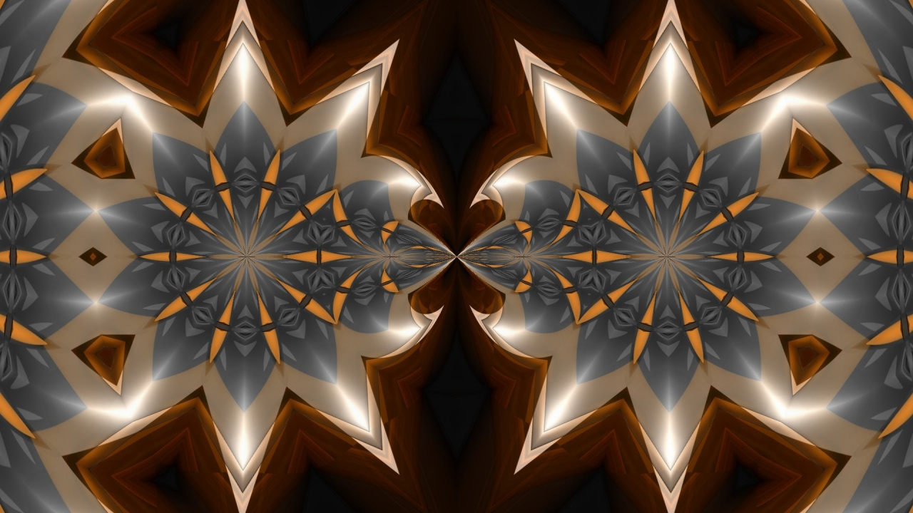 Обои фрактальное искусство, калейдоскоп, узор, симметрия, дизайн в разрешении 1280x720