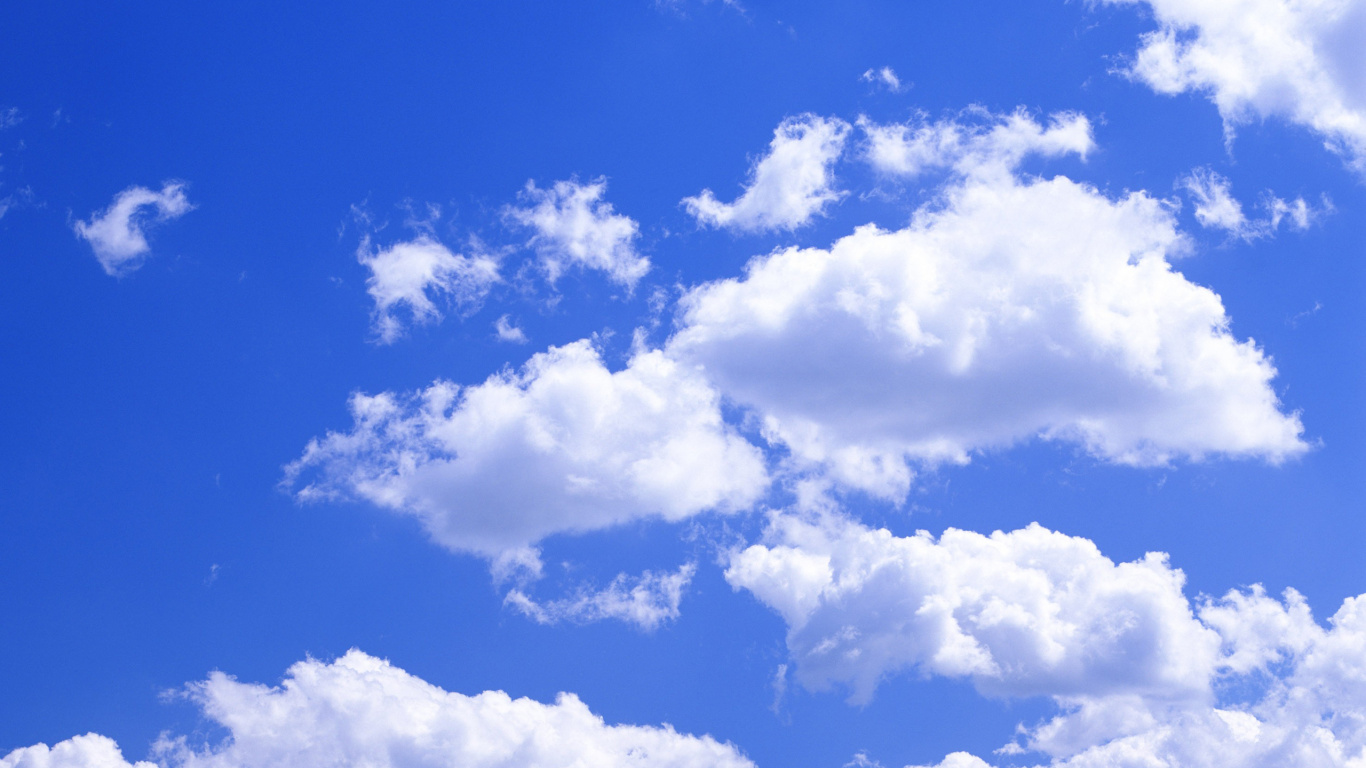 Обои голубое небо, облако, синий, дневное время, кучевое облако в разрешении 1366x768