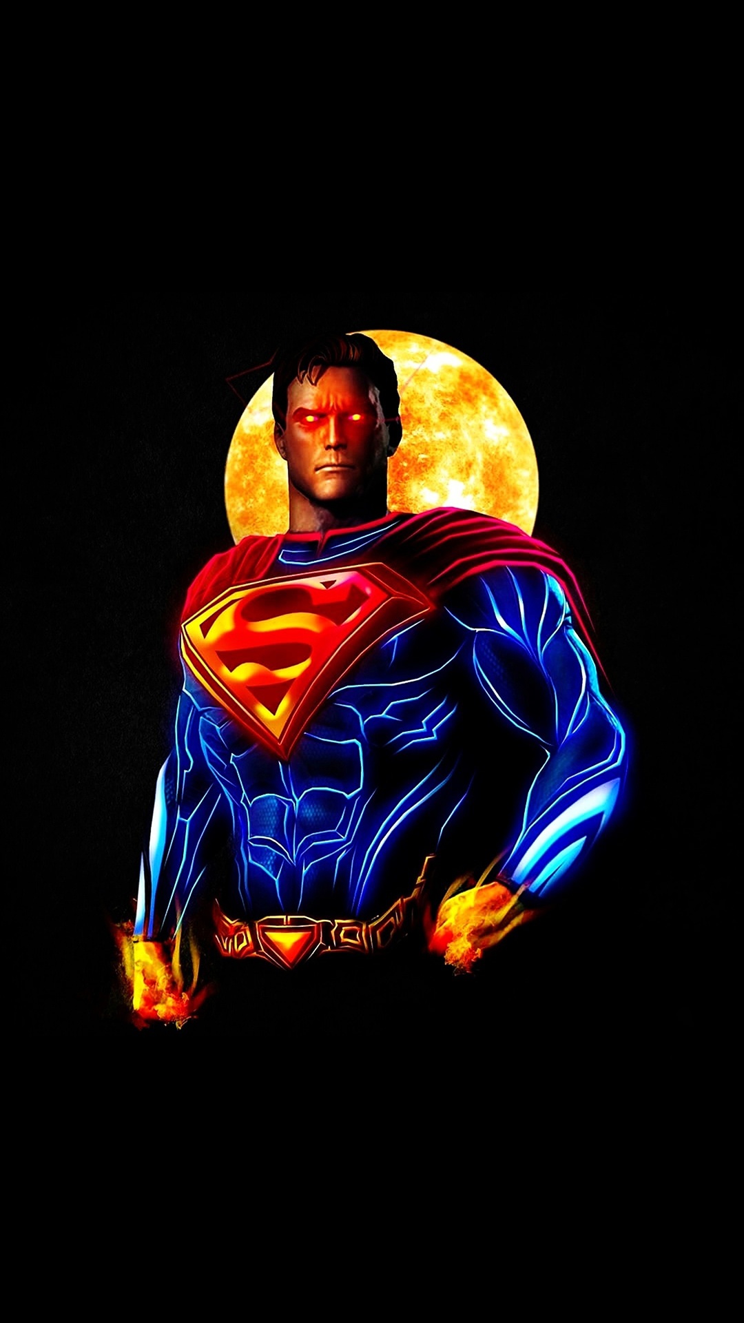 Обои неоновый плакат супермена, Супермен, Бэтмен против Супермена на заре справедливости, супергерой, Бэтмен в разрешении 1080x1920