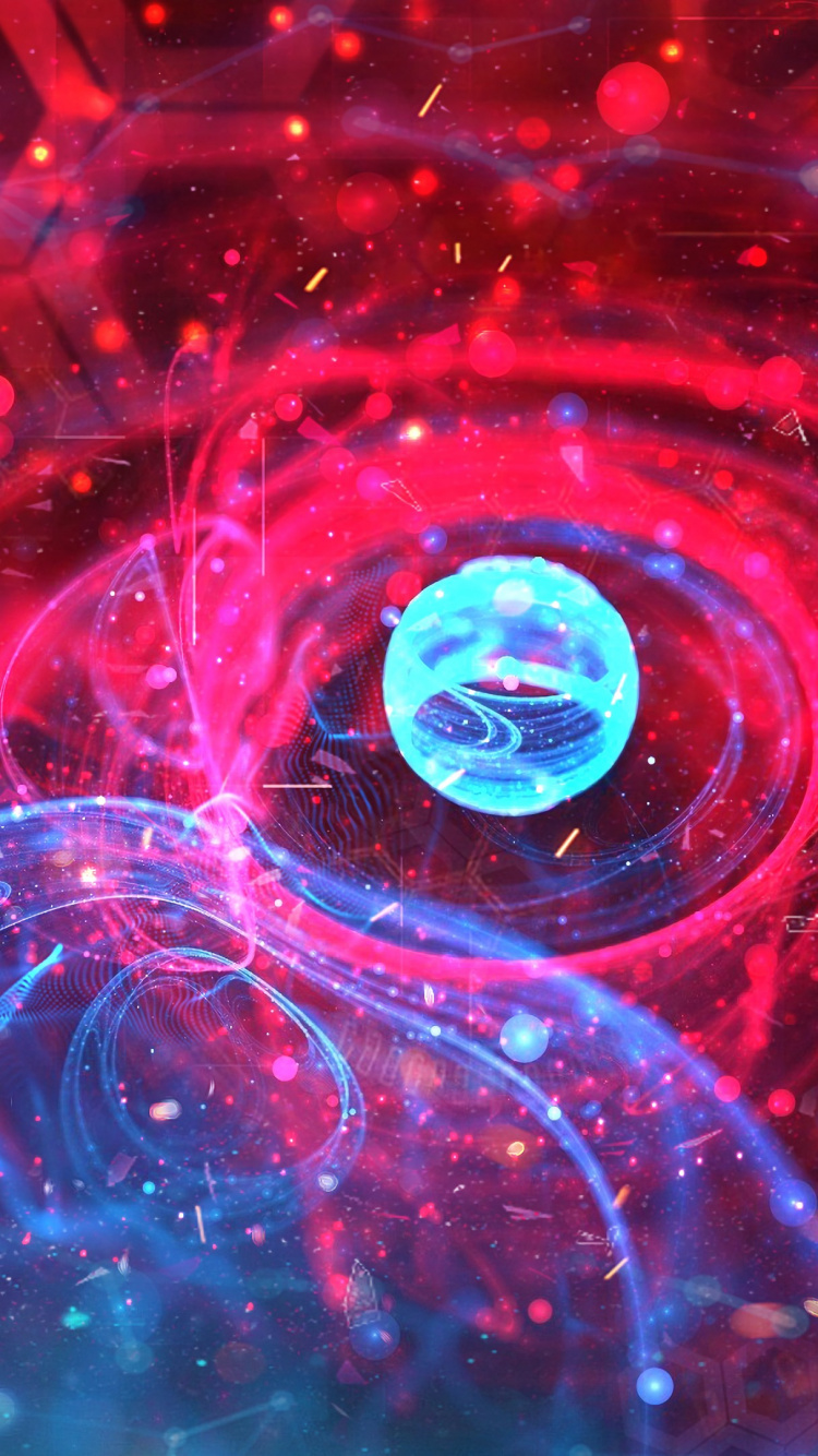 Обои вода, красный цвет, синий, свет, круг в разрешении 750x1334