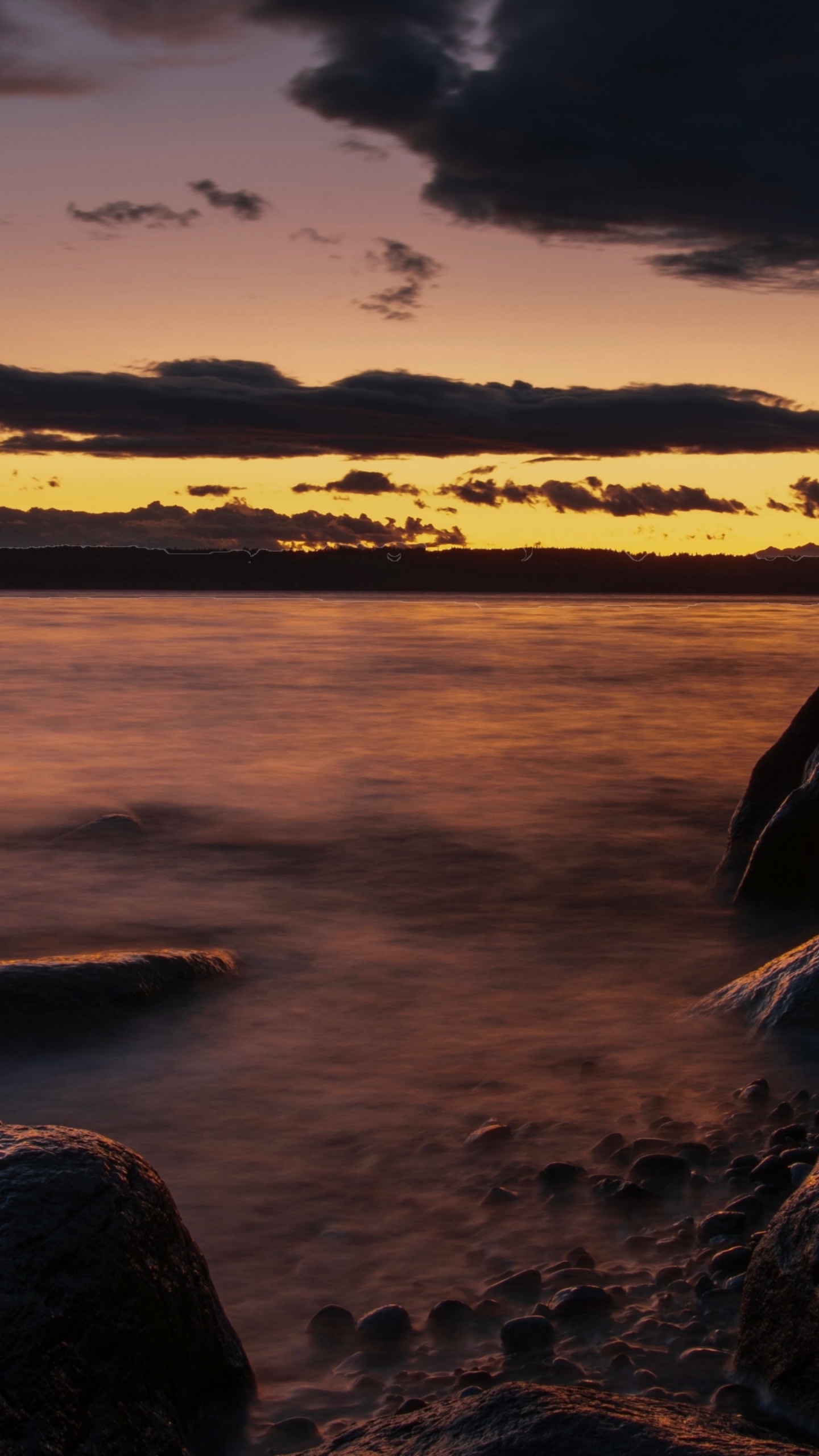 Обои закат, море, облако, побережье, берег в разрешении 1440x2560