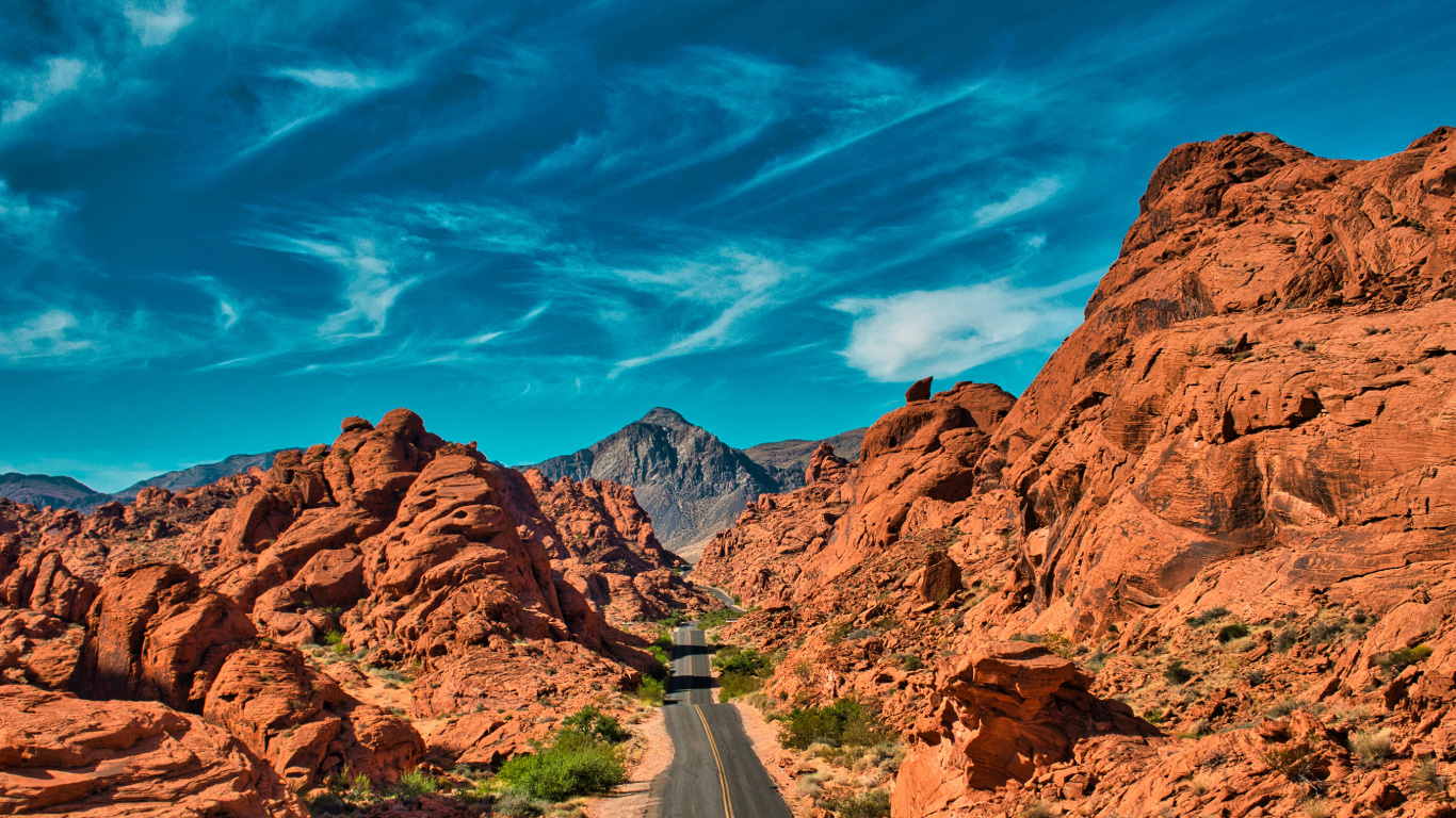 Обои долина огня шоссе, йосемити, мышки танковая дорога, Огненная Волна, Долина в разрешении 1366x768