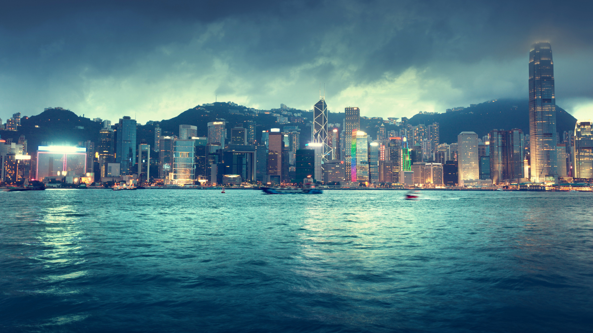 Обои Гонконг, город, городской пейзаж, линия горизонта, метрополия в разрешении 1920x1080