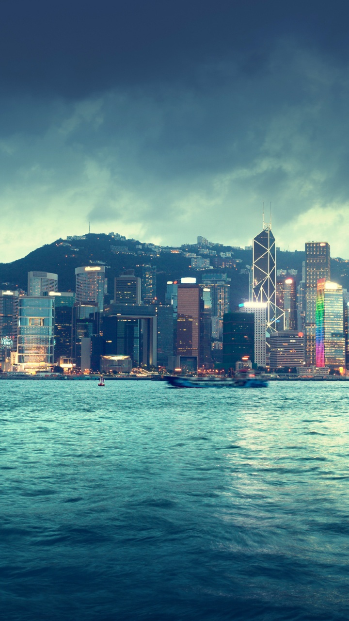 Обои Гонконг, город, городской пейзаж, линия горизонта, метрополия в разрешении 720x1280