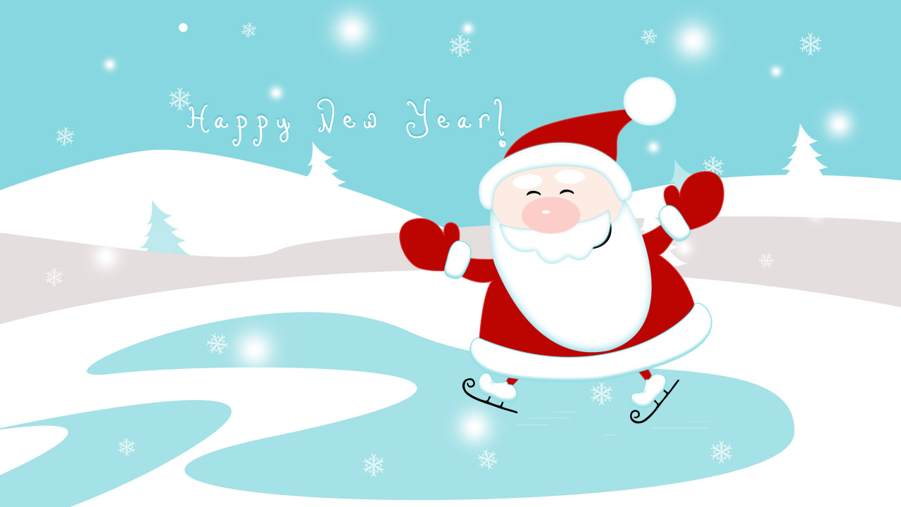 Обои катание на коньках, Фигурное катание, каток, Санта-Клаус, иллюстрация в разрешении 1280x720