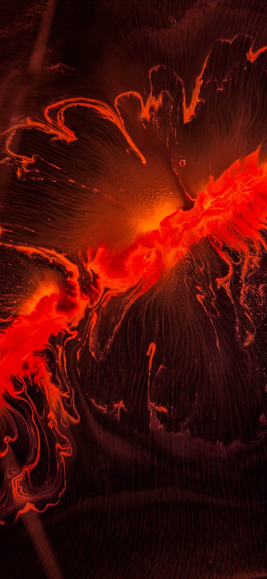 Обои красный цвет, тепло, вулкан, арт, лава в разрешении 1125x2436