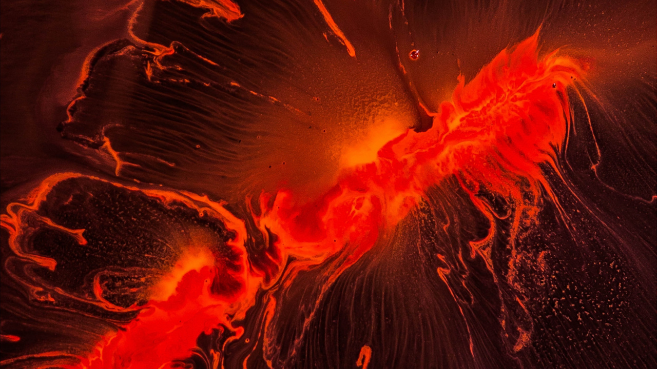Обои красный цвет, тепло, вулкан, арт, лава в разрешении 1280x720