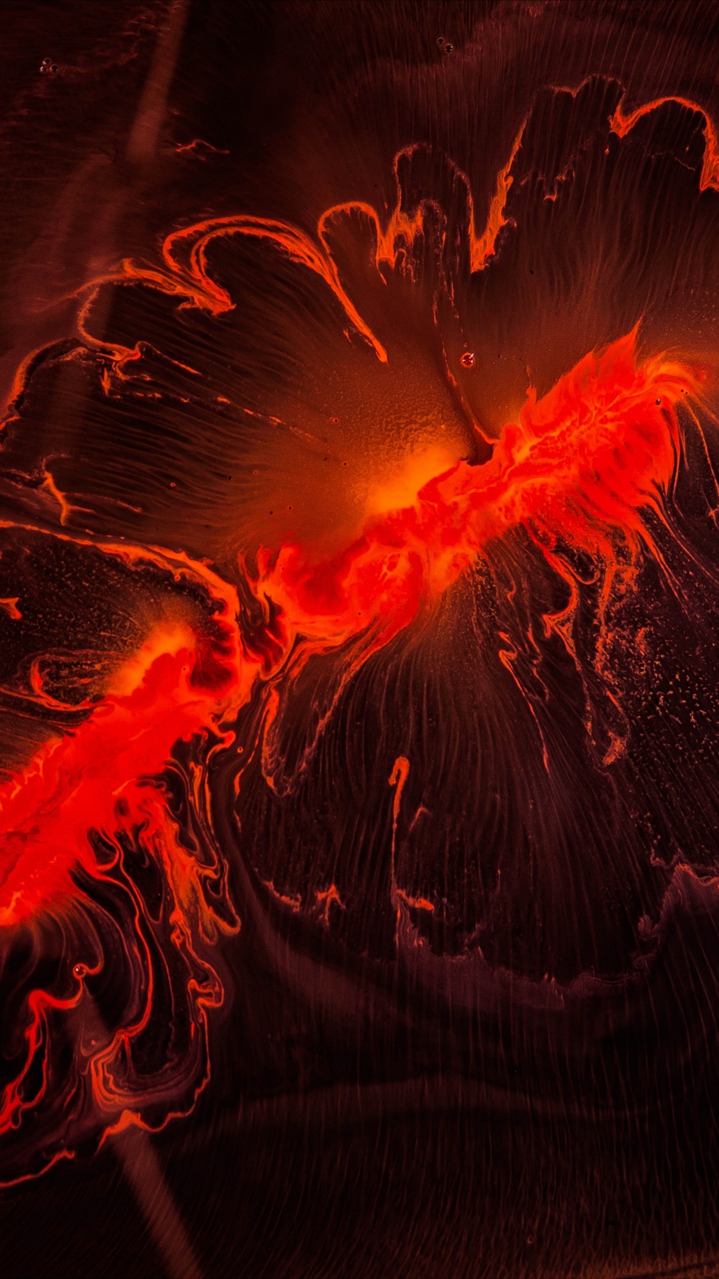 Обои красный цвет, тепло, вулкан, арт, лава в разрешении 1440x2560