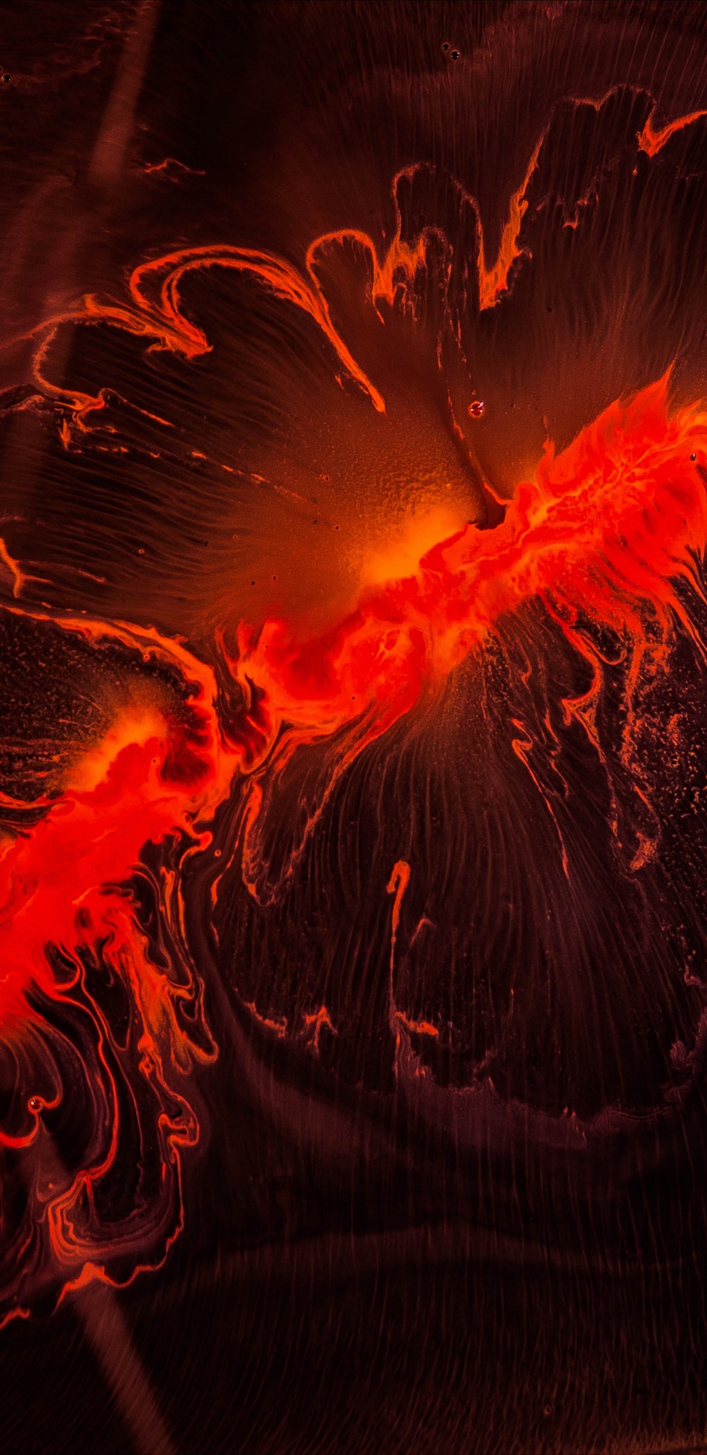 Обои красный цвет, тепло, вулкан, арт, лава в разрешении 1440x2960