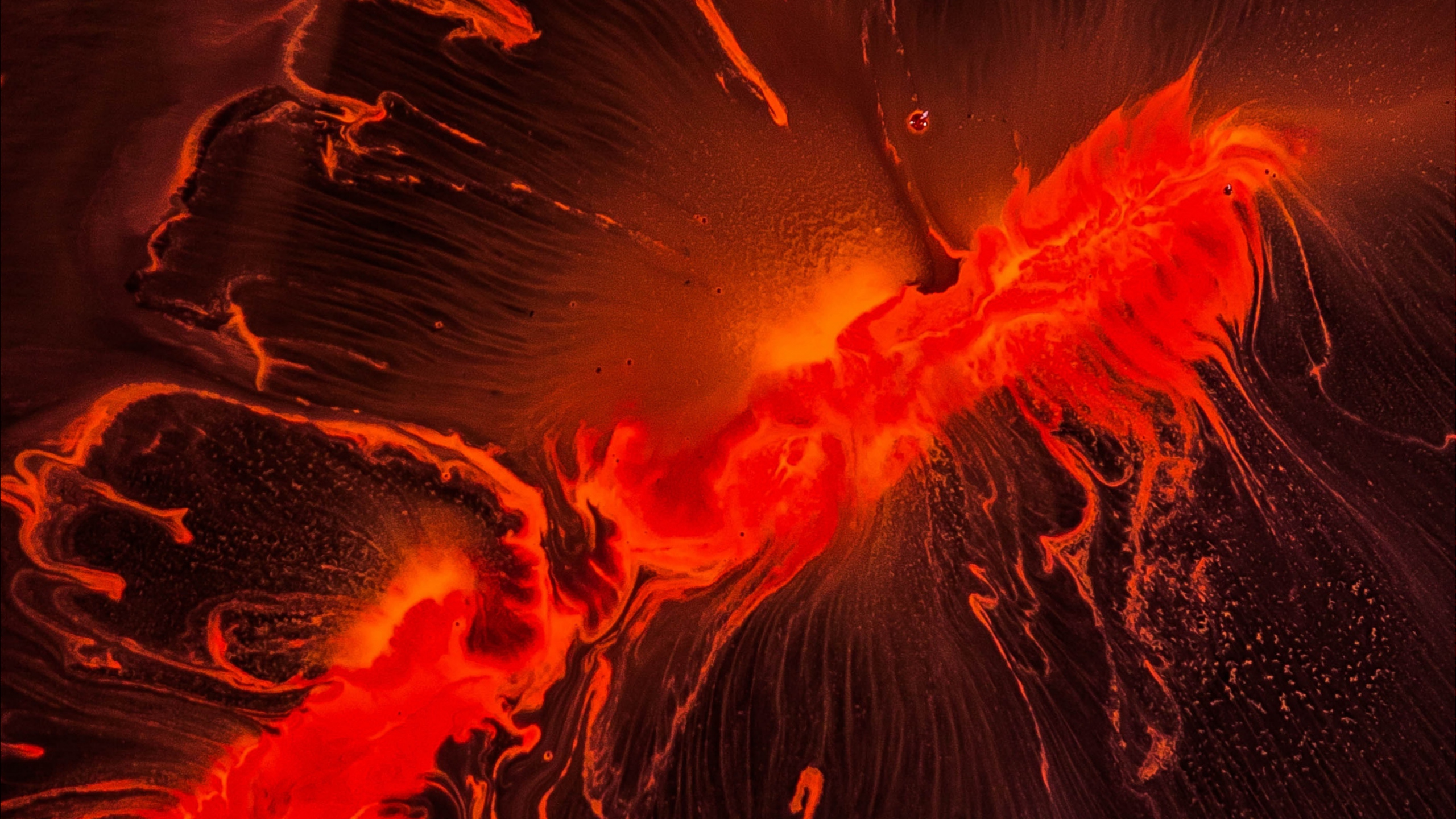 Обои красный цвет, тепло, вулкан, арт, лава в разрешении 2560x1440