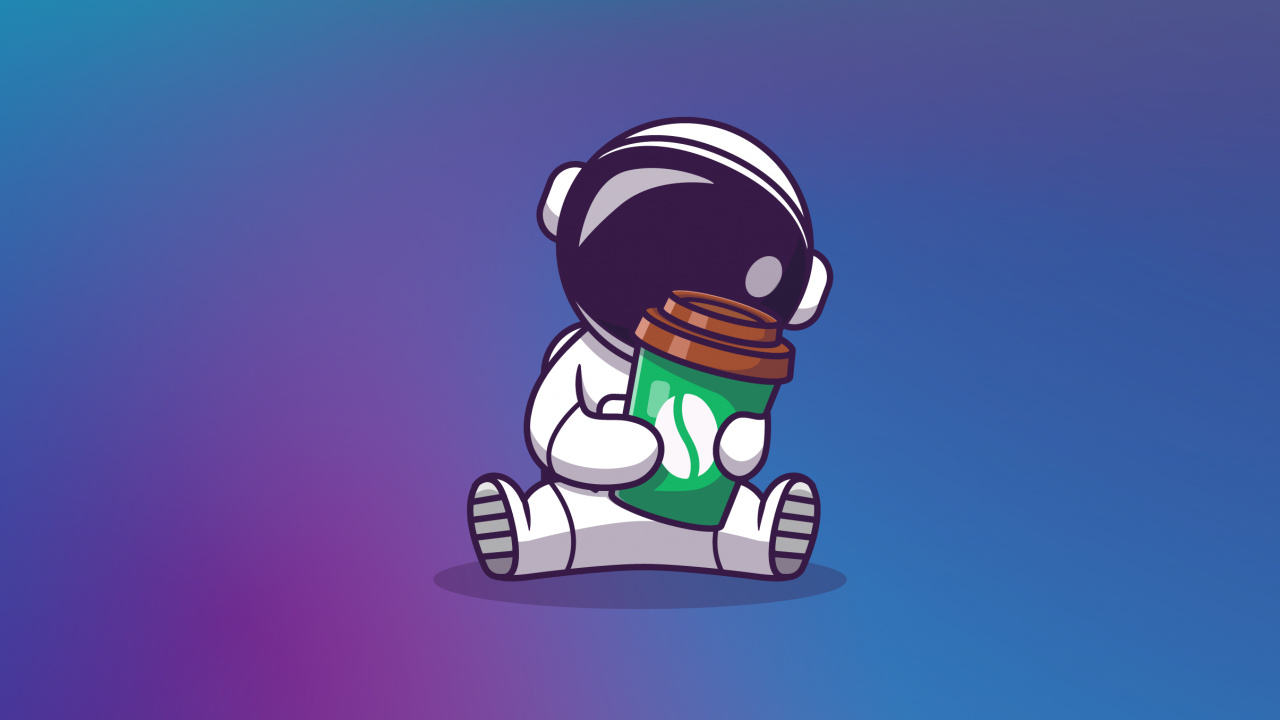 Обои астронавт, вода, анимация, красочность, мультик в разрешении 1280x720