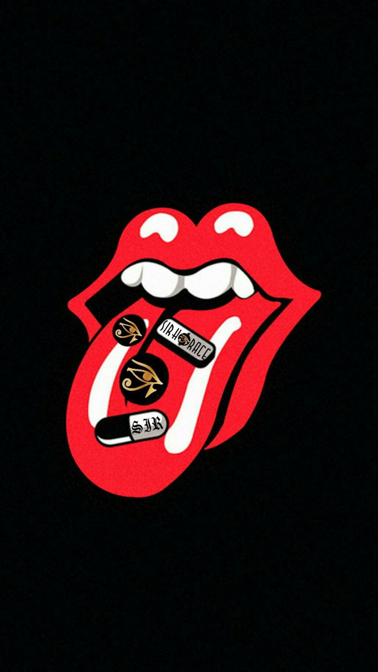 Обои Роллинг Стоунз, рок, лого, красный цвет, мультфильм в разрешении 750x1334