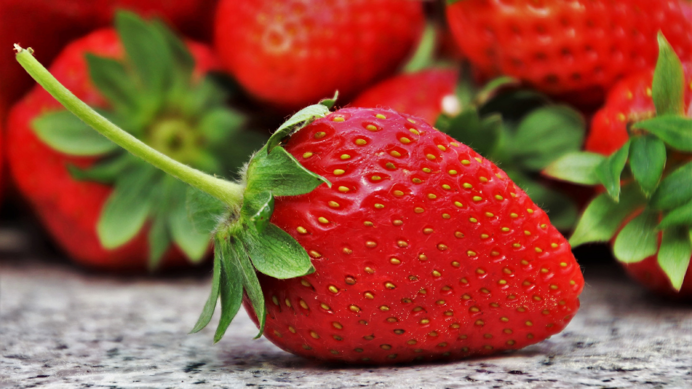 Обои клубника, еда, фрукты, природные продукты, ягоды в разрешении 1366x768