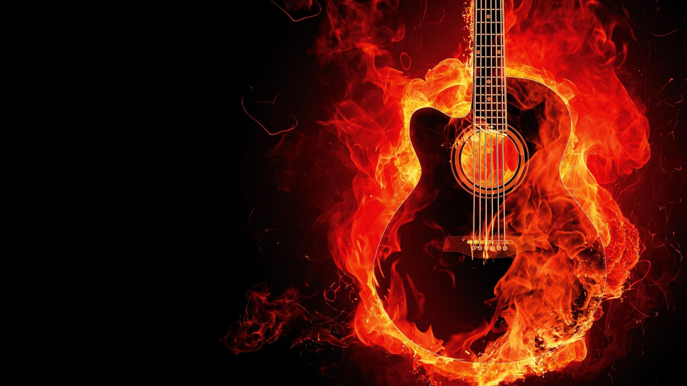 Обои электрогитара, струнный инструмент, акустическая гитара, гитарист, гитара в разрешении 1366x768