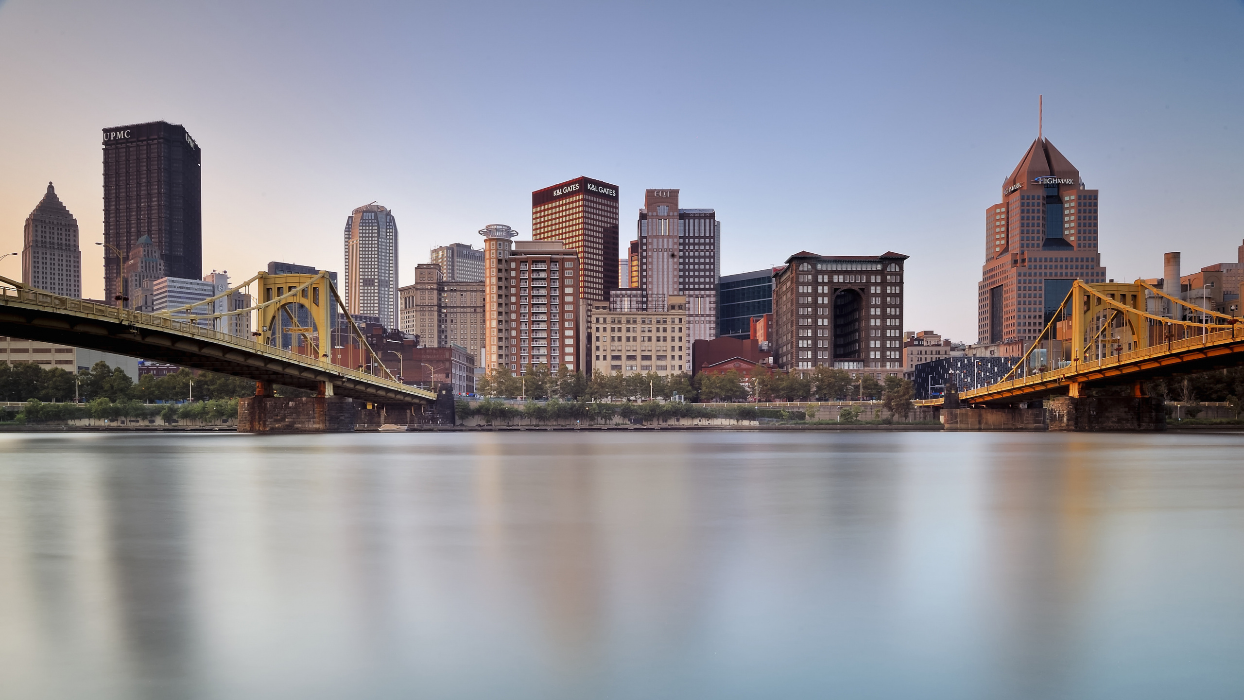 Обои Питсбург, городской пейзаж, город, линия горизонта, городской район в разрешении 2560x1440