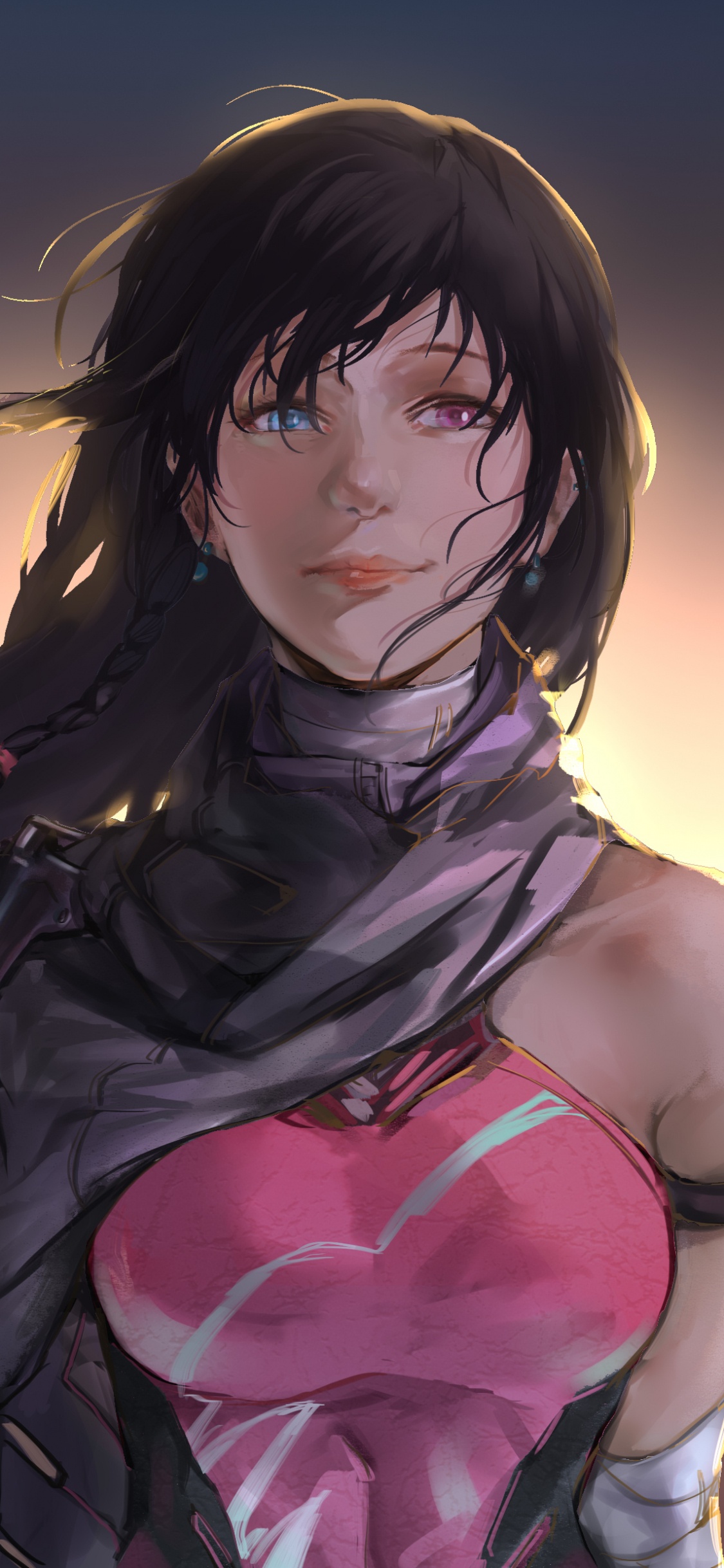 Обои аниме, иллюстрация, каштановые волосы, длинные волосы, игры в разрешении 1125x2436