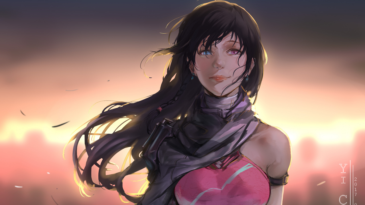 Обои аниме, иллюстрация, каштановые волосы, длинные волосы, игры в разрешении 1280x720