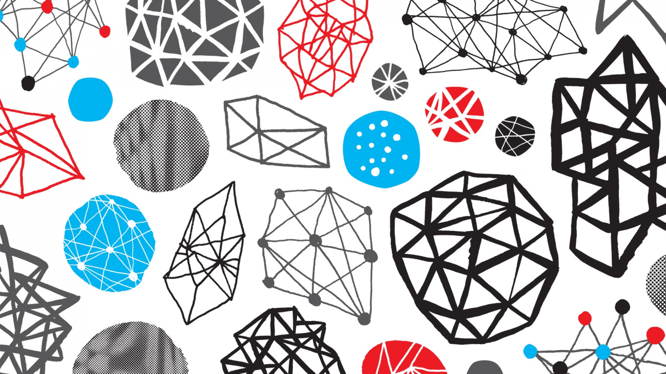 Обои узор, синий цвет, белые, черный, красный в разрешении 1366x768