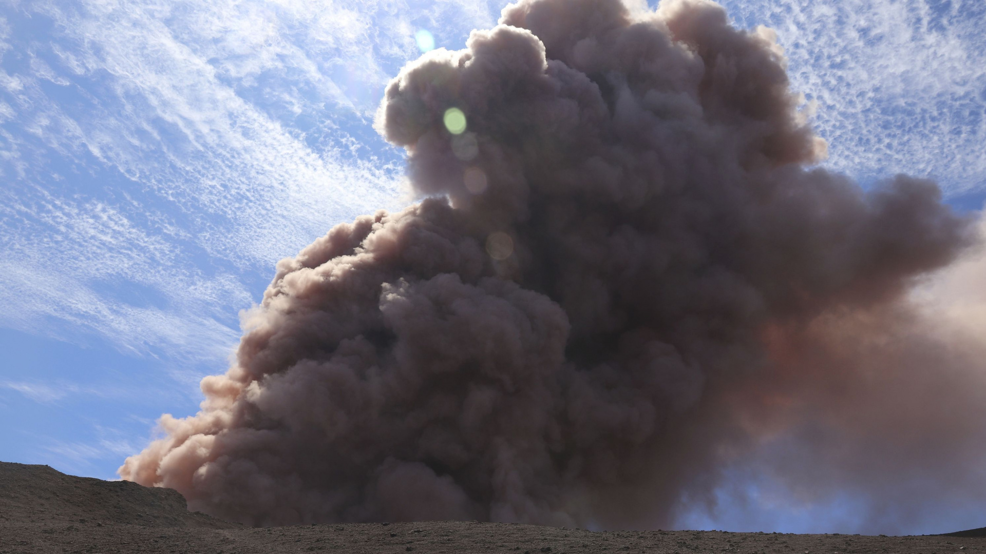 Обои вулкан, лава, дым, облако, кучевое облако в разрешении 1920x1080