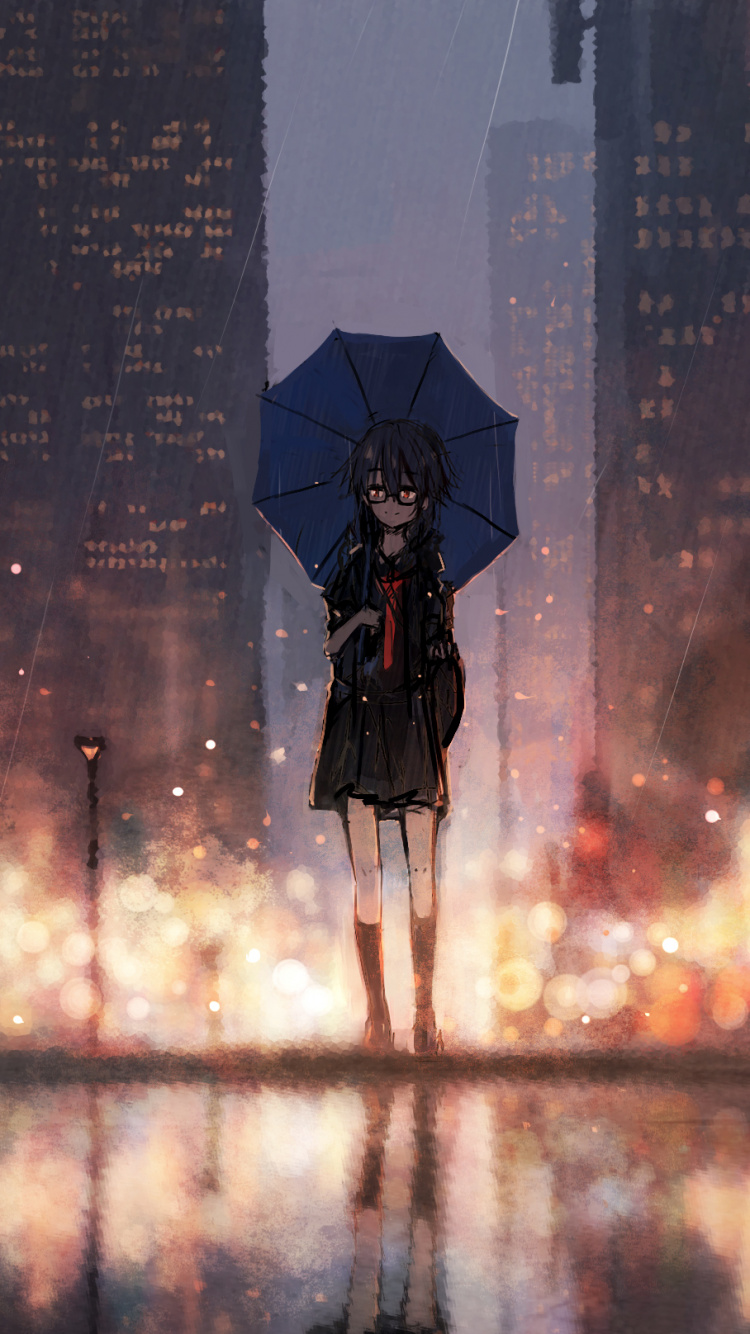 Обои аниме, отражение, город, мир, компьютерная игра в разрешении 750x1334