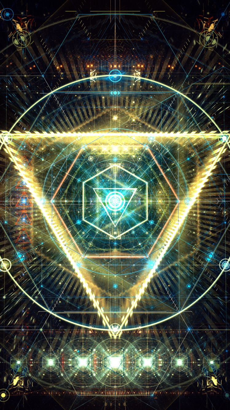 Обои треугольник, абстрактное искусство, фигура, фрактальное искусство, космос в разрешении 750x1334