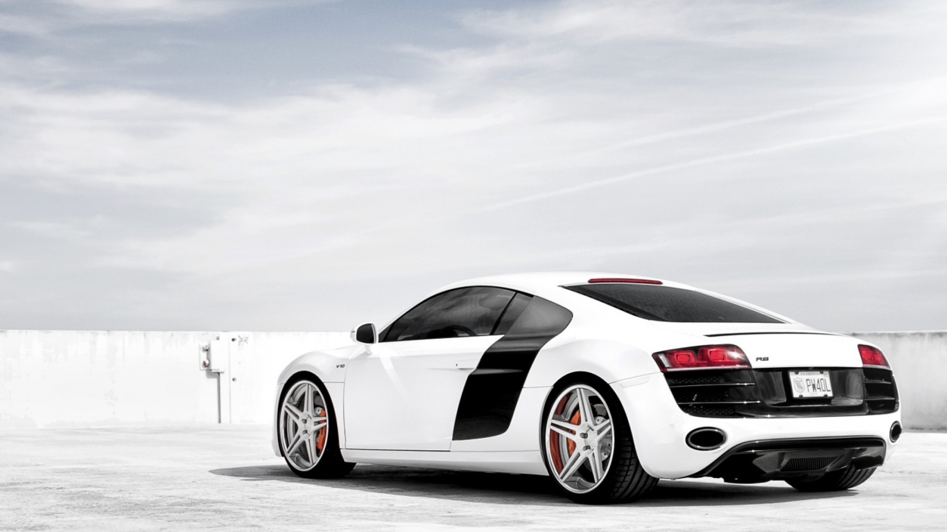 Обои белая Ауди р8, авто, audi, Ауди R8 Спайдер, колесо в разрешении 1366x768