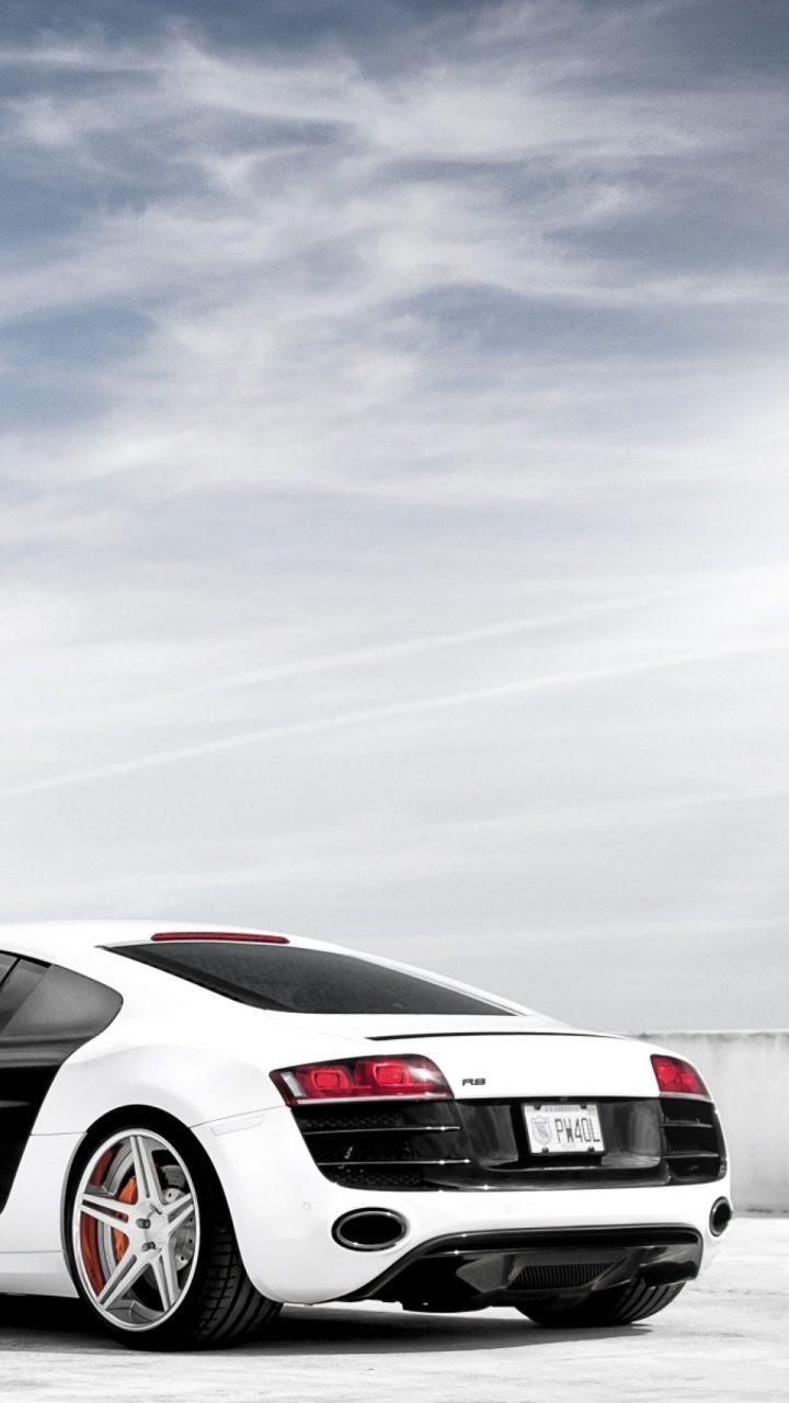 Обои белая Ауди р8, авто, audi, Ауди R8 Спайдер, колесо в разрешении 720x1280
