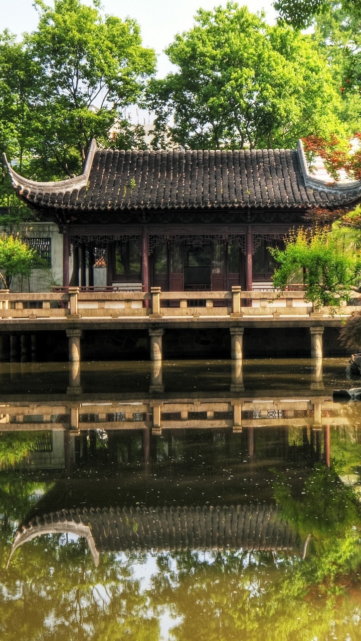 Обои Ю Сад, парк, китайский сад, вода, китайская архитектура в разрешении 720x1280