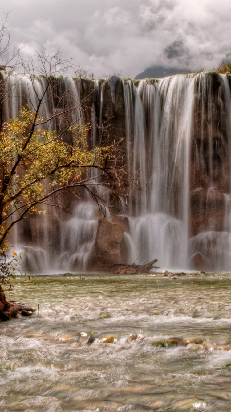 Обои водопад, водоем, гидроресурсы, природа, вода в разрешении 750x1334