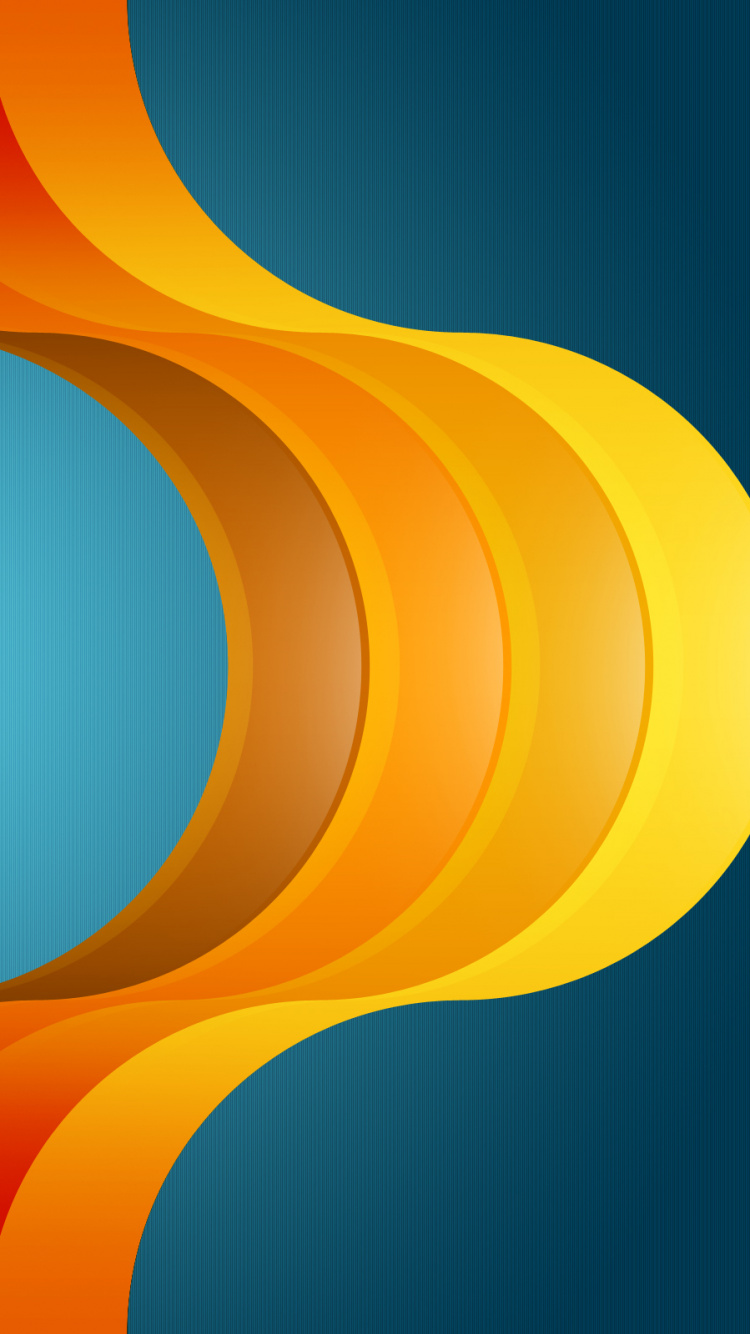 Обои Апельсин, синий, желтый, линия, графический дизайн в разрешении 750x1334