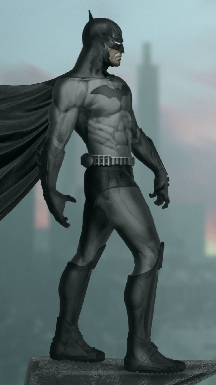 Обои Бэтмен, статуя, скульптура, арт, мифология в разрешении 750x1334