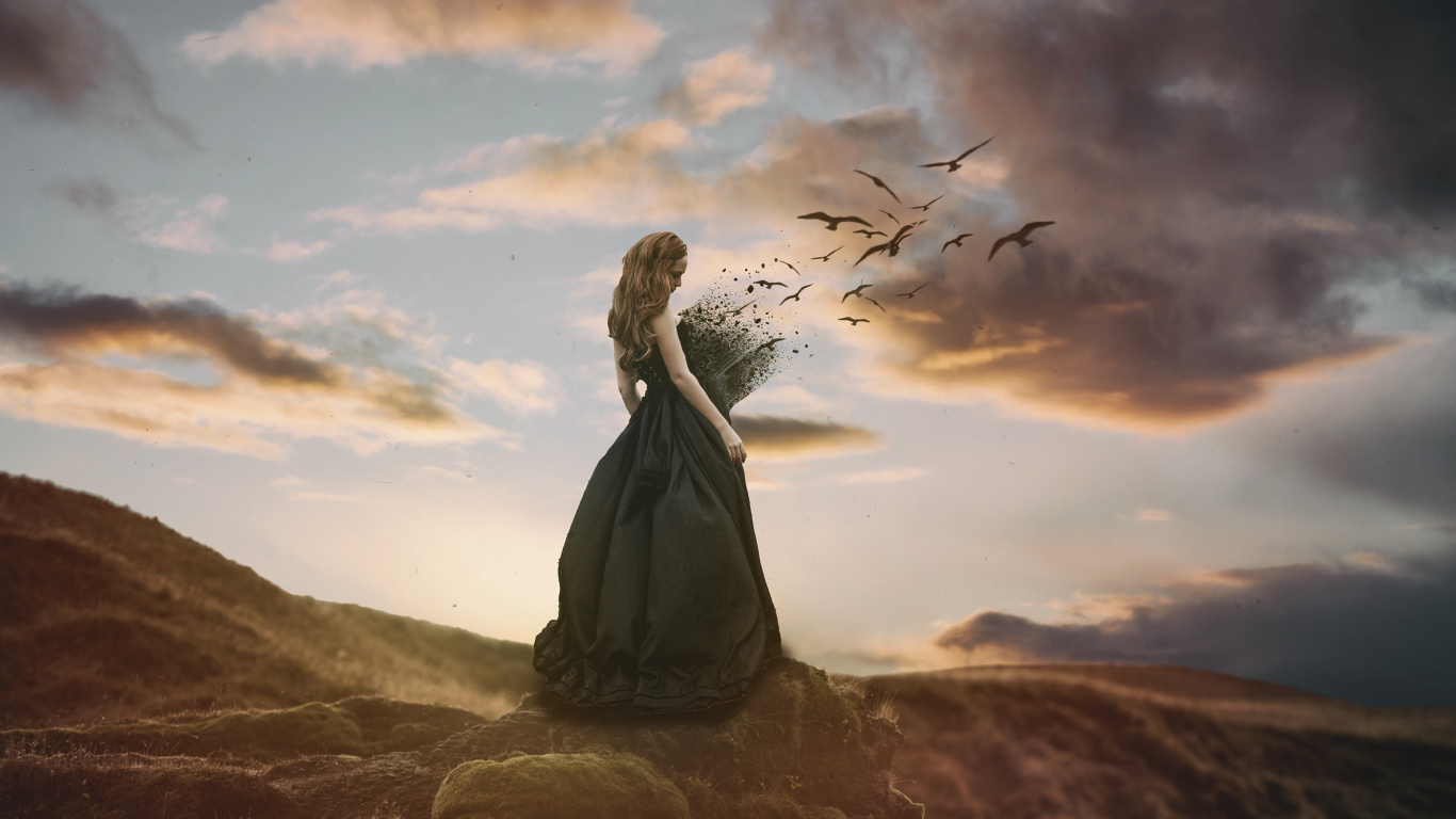 Обои облако, атмосфера, пейзаж, горизонт, любовь в разрешении 1366x768