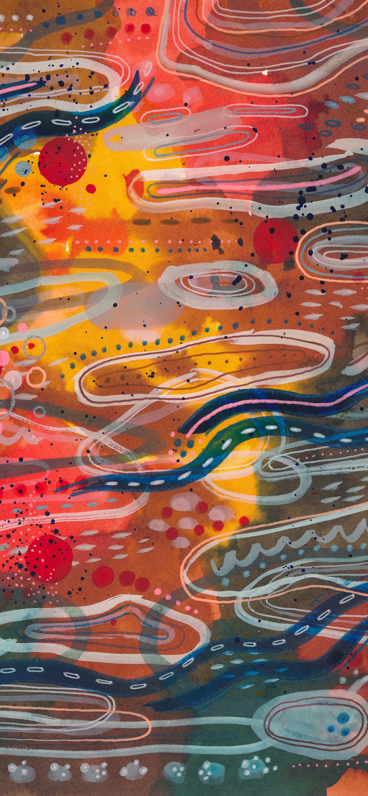 Обои психоделическое искусство, живопись, арт, визуальное искусство, акриловая краска в разрешении 1242x2688