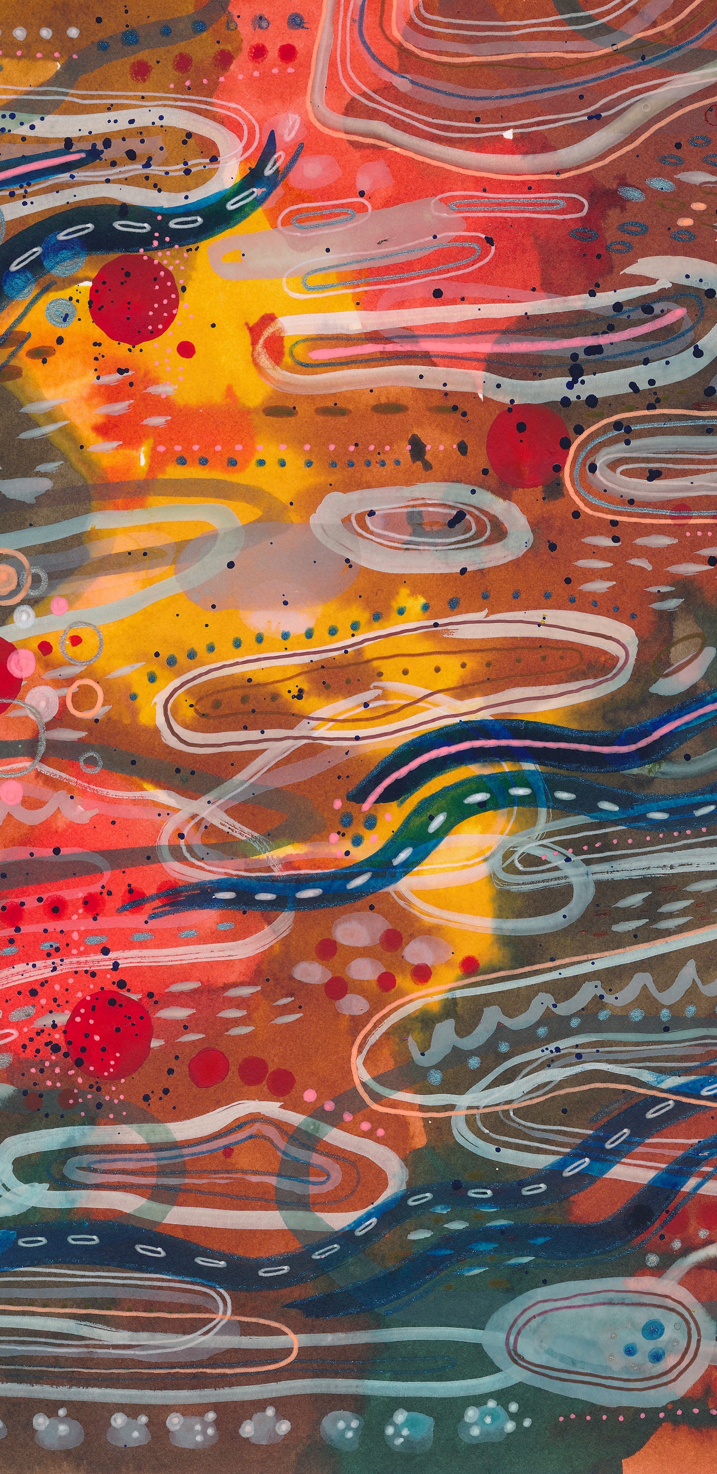 Обои психоделическое искусство, живопись, арт, визуальное искусство, акриловая краска в разрешении 1440x2960