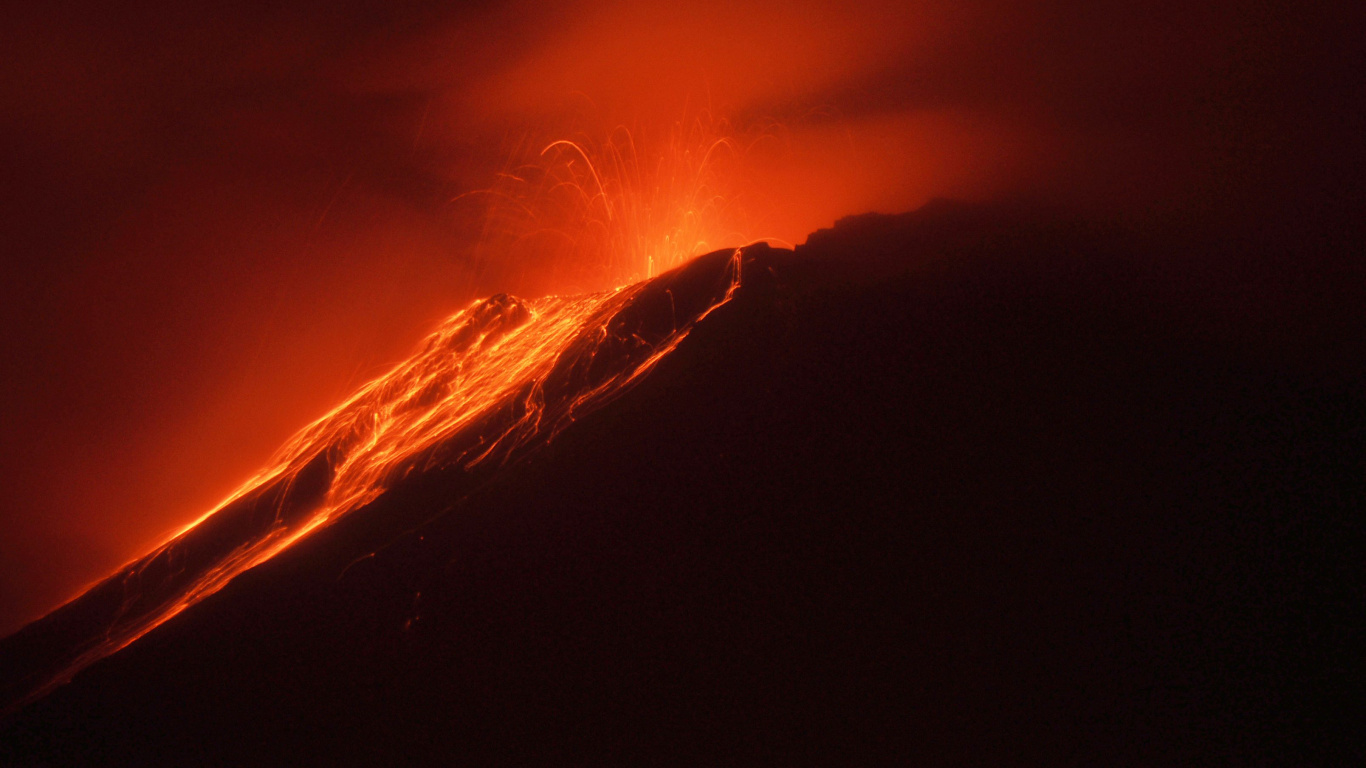 Обои вулкан, тепло, атмосфера, лава, типы вулканических извержений в разрешении 1366x768