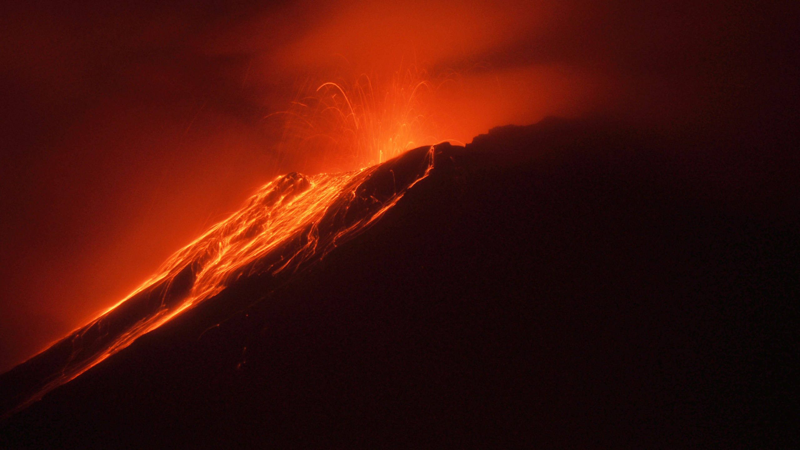 Обои вулкан, тепло, атмосфера, лава, типы вулканических извержений в разрешении 2560x1440