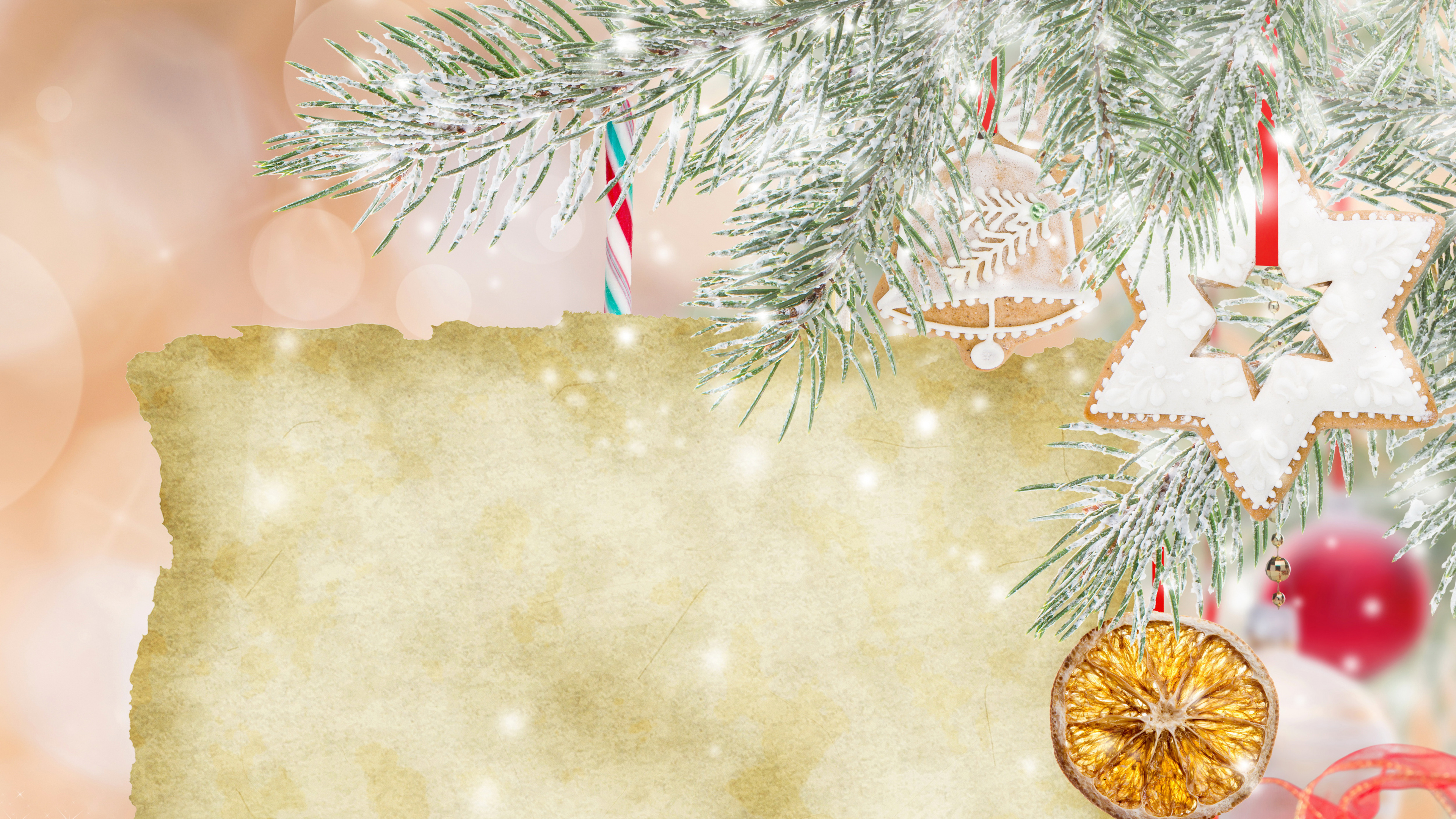 Обои Рождественский день, елка, рождественский орнамент, пихта, Рождественские украшения в разрешении 3840x2160