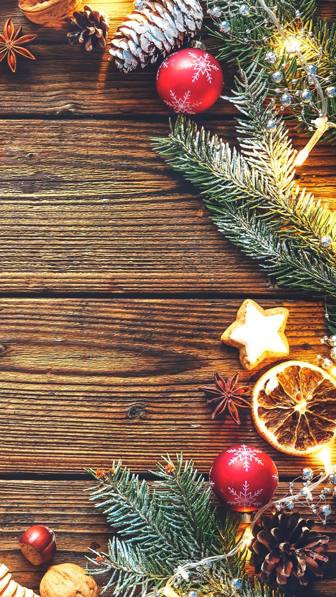 Обои Рождественский день, елка, Рождественские огни, Рождественские украшения, Новый год в разрешении 1080x1920