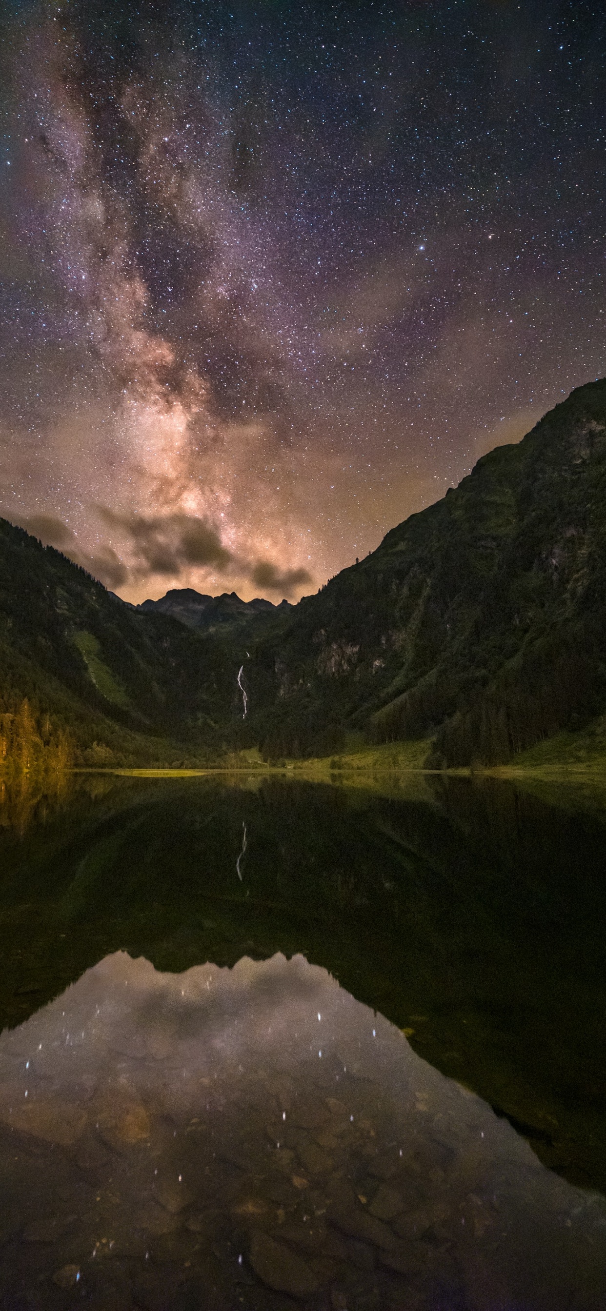 Обои Галактика, Млечный Путь, звезда, вода, облако в разрешении 1242x2688